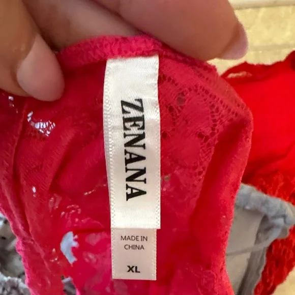 Lace Bandeau Set - Black, Gray, Red, Pink - Picture 6 of 6